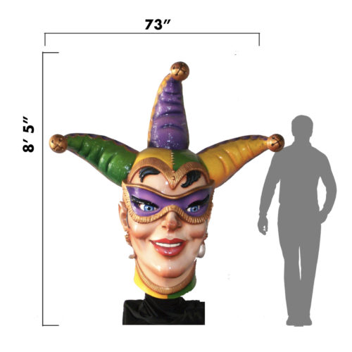 Fiberglass Female Jester Head Rental Mardi Gras