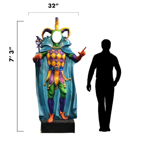Face Cut-Out Male Jester with dimensions
